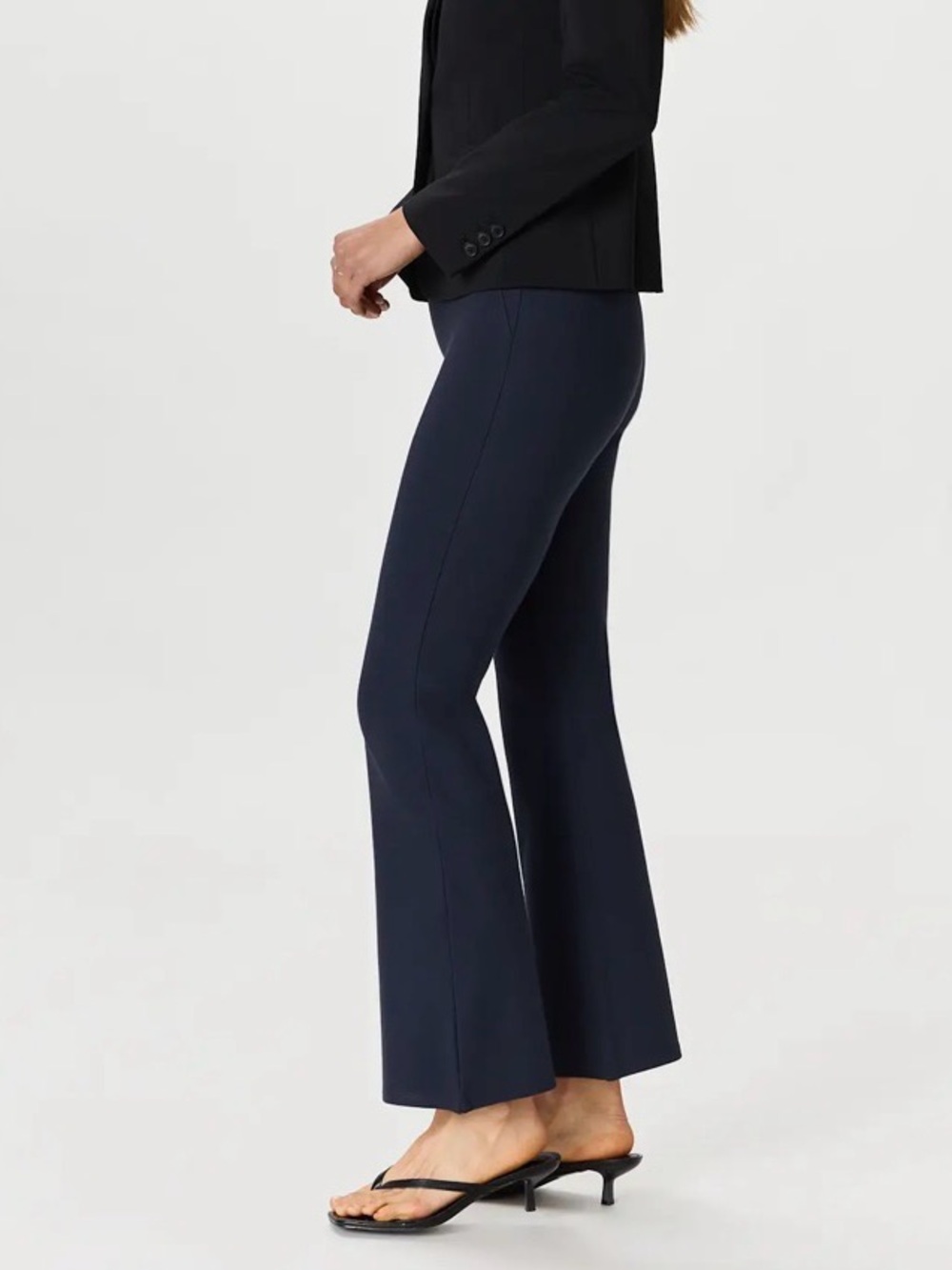 Quince Ultra-Stretch Ponte Bootcut Pants Size Medium Navy Blue